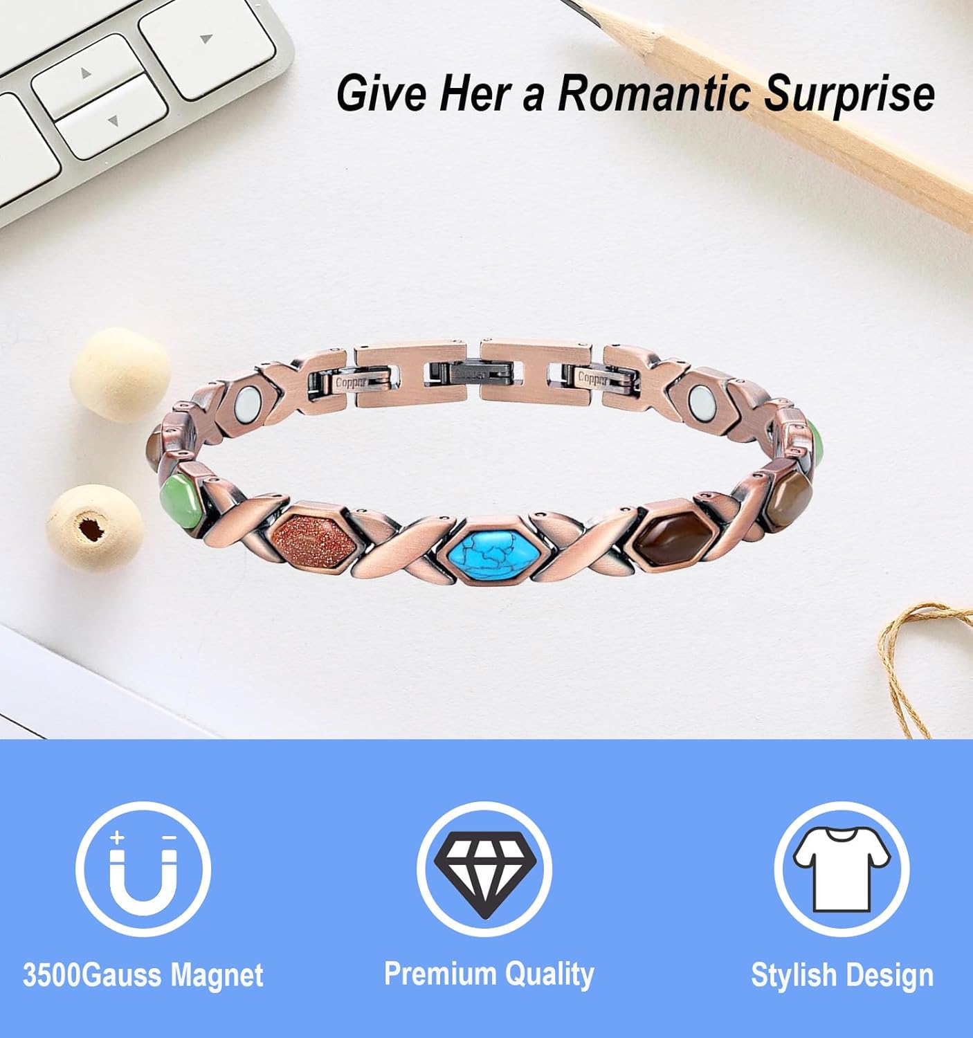 Copper Bracelet for Women, Magnetic, Turquoise, 3500 Zambia Ubuy