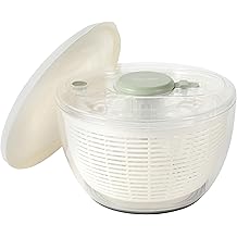 Sur La Table Kitchen Essential 6.3 Qt Salad Spinner, Fruit Wahser, Fruit Washing Bowl with Strainer, Vegertable Cleaner, Salad Cleaner, Lettuce Washer - Juniper Green