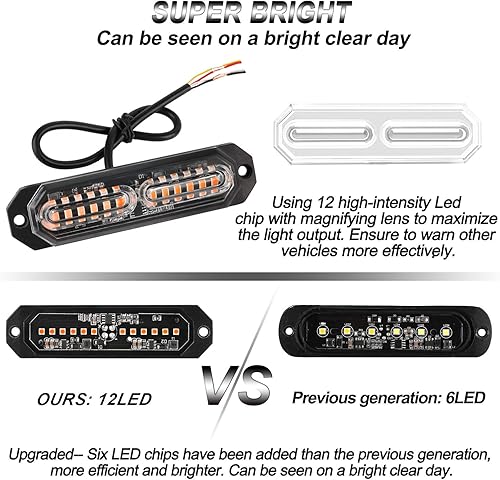 Miniatura 23 de ASPL 8 luces estroboscópicas ultra delgadas de 12 LED para montaje en superficie, luces estroboscópicas intermitentes para camión, automóvil