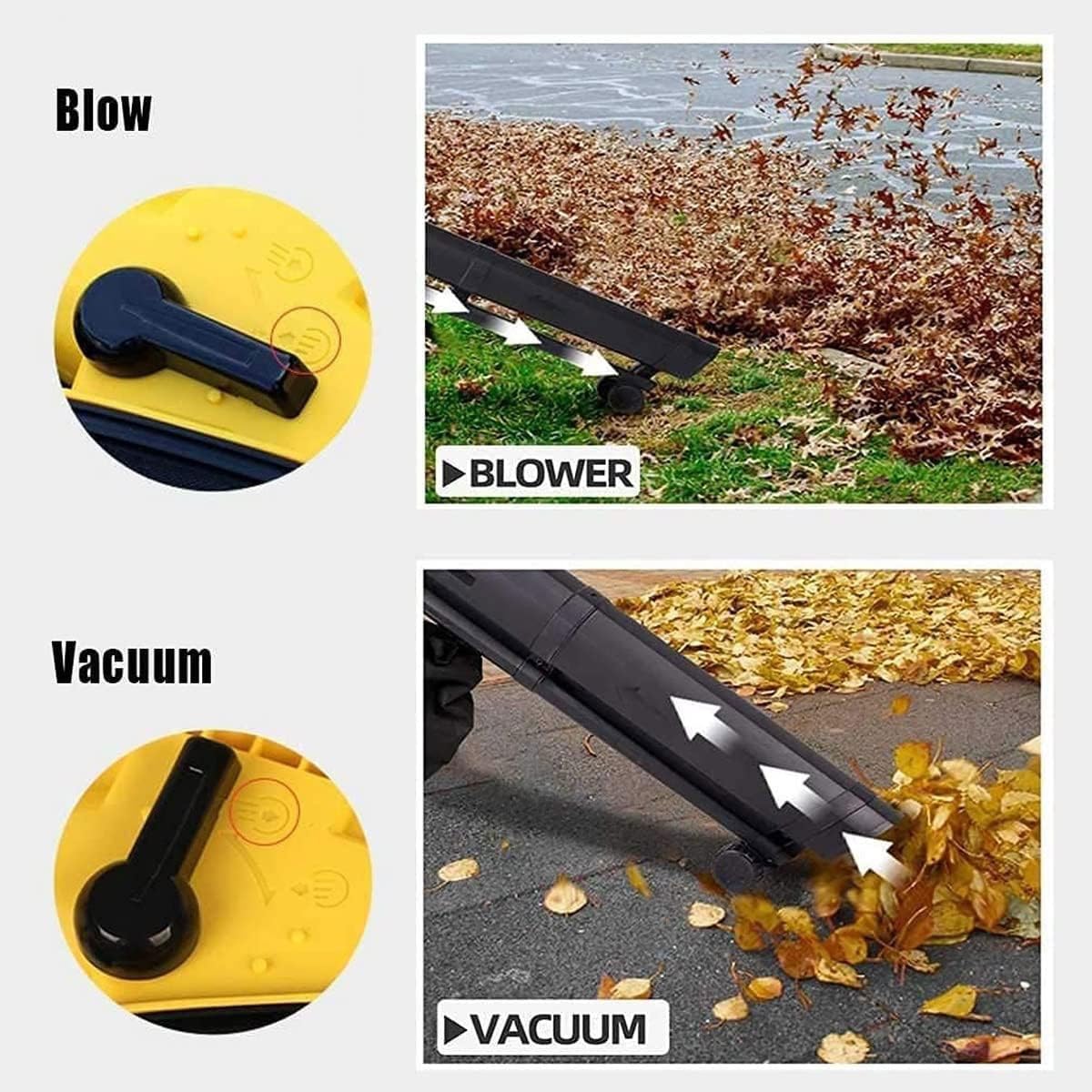 Soffiatore per foglie da giardino e aspiratore per foglie, trituratore elettrico multifunzione 3 in 1 con sacco di raccolta da 45 litri e cavo di alimentazione lungo 30 metri, per cortile, prato, gi