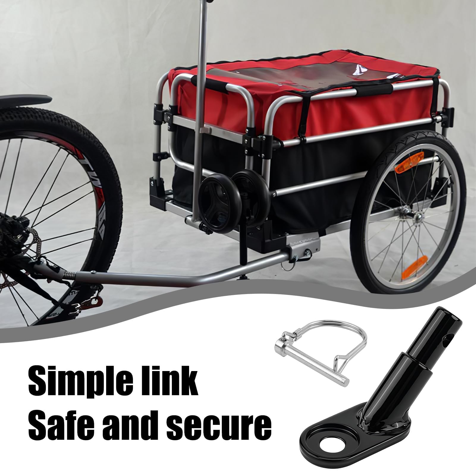 Attache Remorque Vélo Universelle en Acier Alliée avec Goupille de Sécurité, Compatible Enfant ou Chien