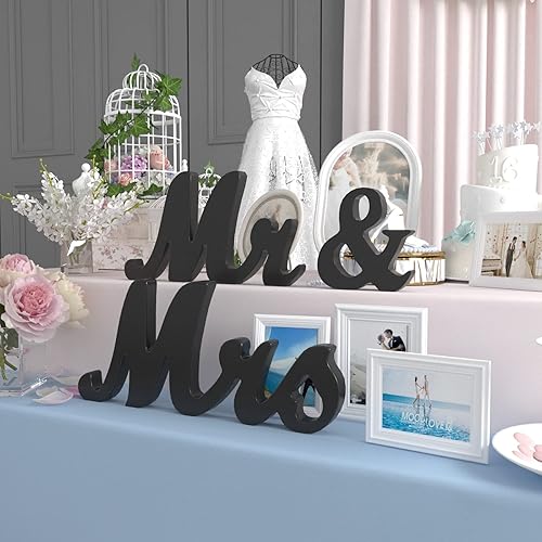 Miniatura 7 de VIOPVERY Letrero de Mr and Mrs y Just Married, letreros de Mr & Mrs para mesa de boda, letras grandes de madera para mesa de amor, accesorios de
