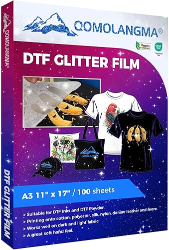 100 hojas de película DTF con purpurina DTF Hoja de película de transferencia DTF Hojas de pretratamiento para impresión directa a película en