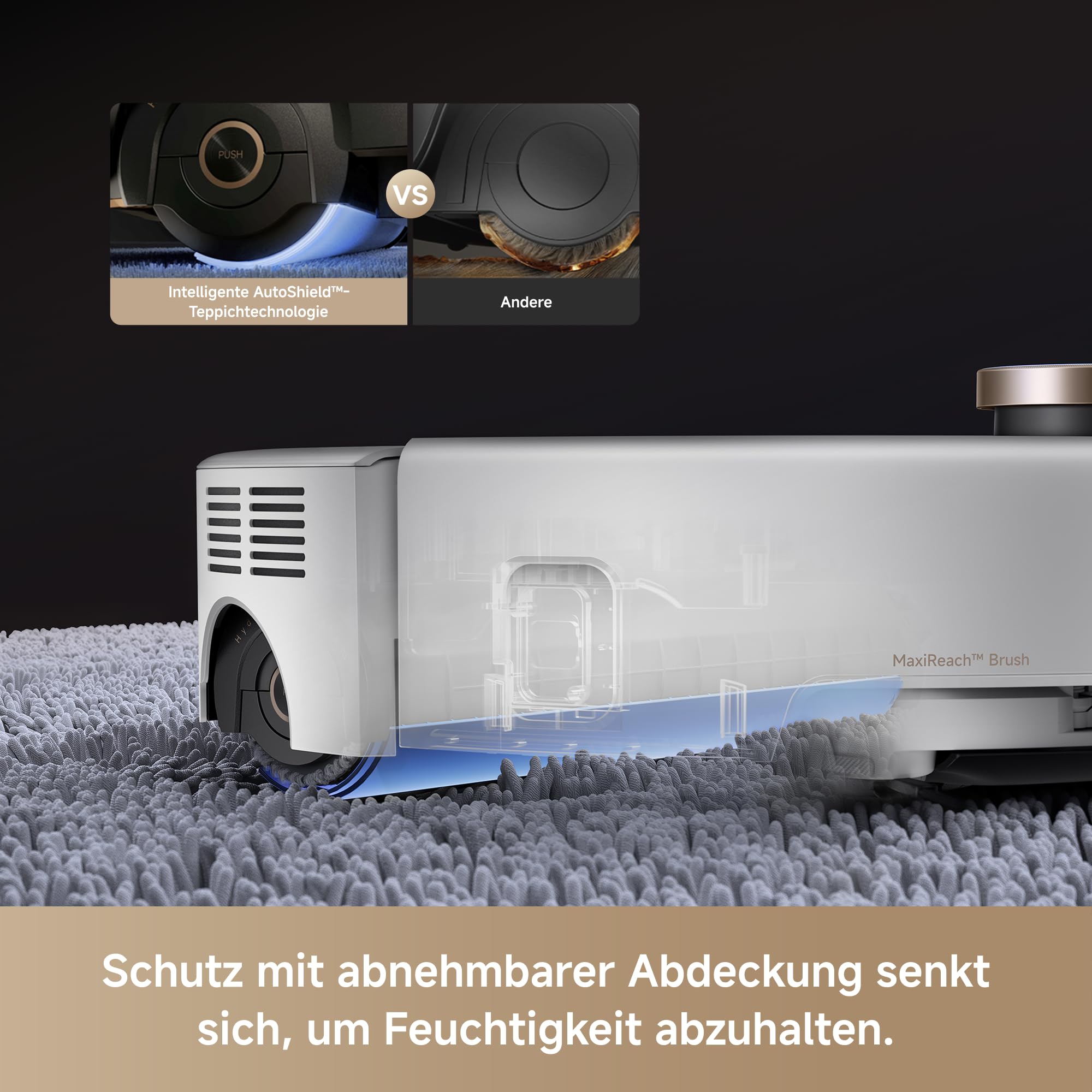 Mova Z60 Ultra Roller Complete Saugroboter mit Wischfunktion, HydroForce-Wischen, AutoShield-Technologie, LiftPro-Gehäuse und StepMaster 2.0-System, 28.000 Pa Saugkraft, Wischen mit DuoSolution-System