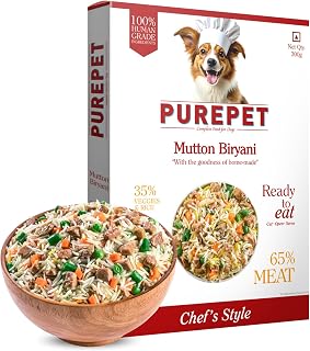 Purepet Fresh Dog Food 300g | Mutton Biryani for Adults & Puppies | High Protein, 65% Real Meat, 35% Veggies & Rice | No P... Price In India