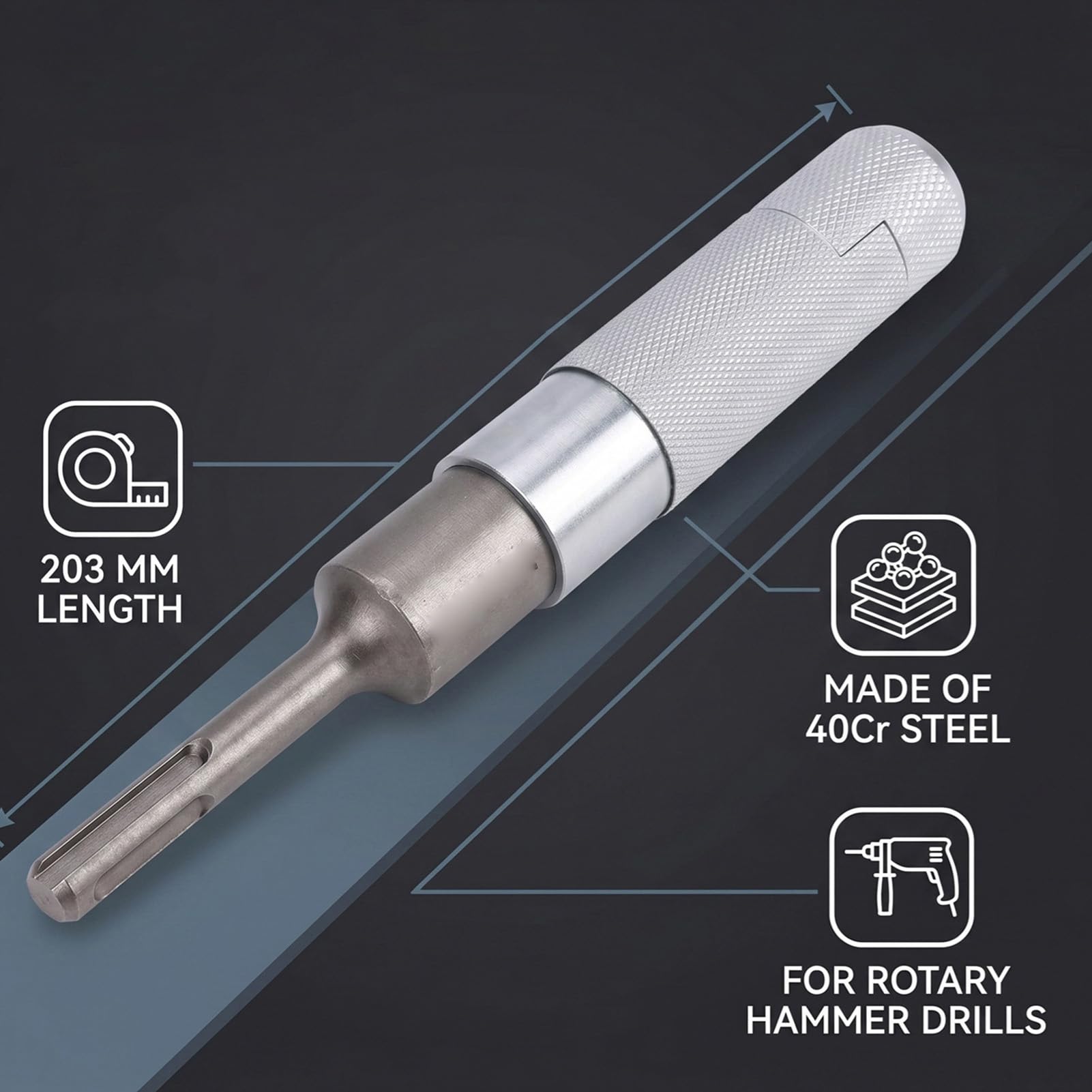 Adapter SDS Plus na SDS Max 203mm 40Cr Konwerter Wiertarki Udarowej