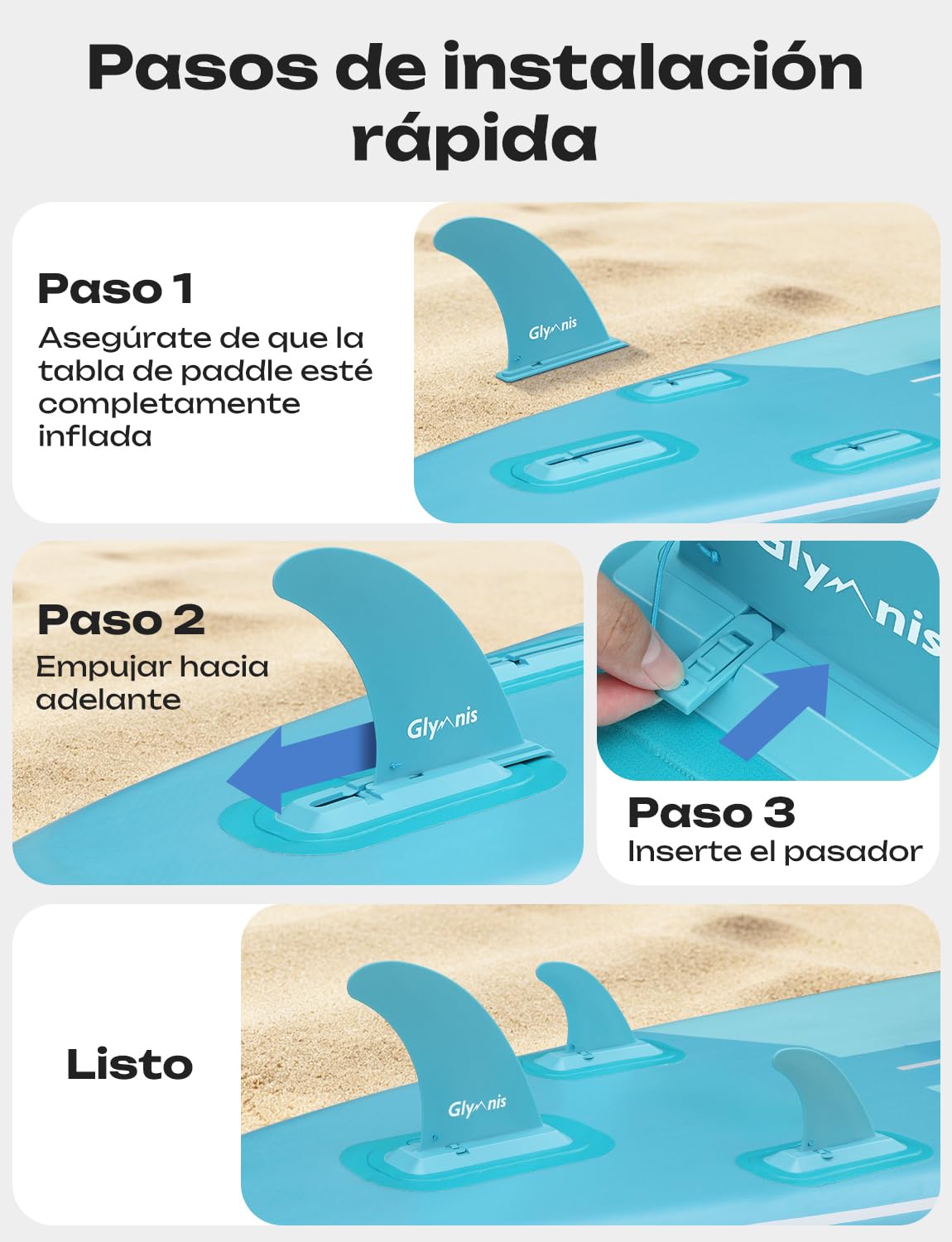Glymnis Tabla Paddle Surf Hinchable, Tabla de Sup Stand Up Paddle Board de 320×81×15cm, Tabla de Surf de Remo con Bomba de Aire Ajustable y Accesorios Completos