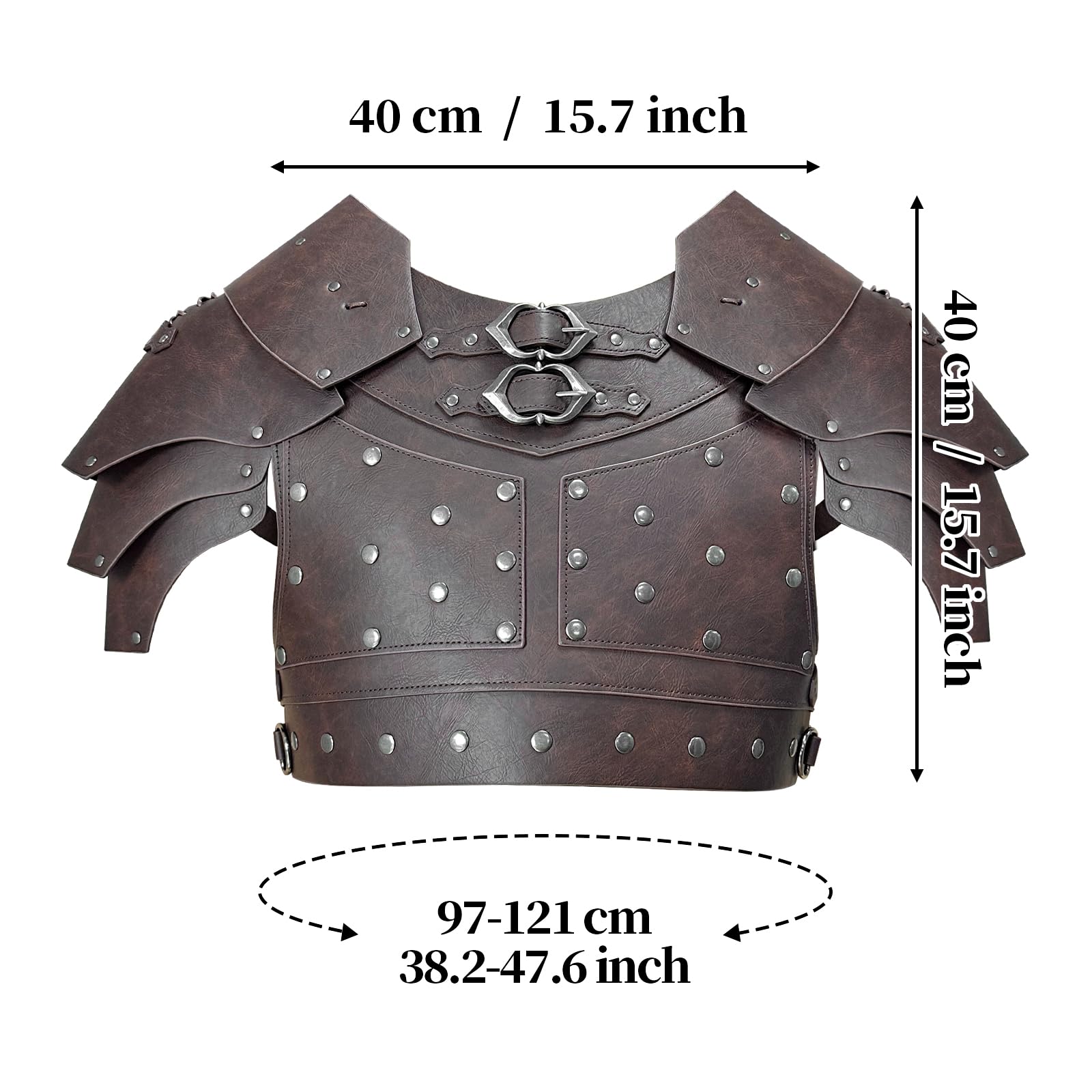HiiFeuer Armatura medievale in finta pelle per il petto, Armatura a spalla Pauldron vintage regolabile Armatura da cavaliere arciere mercenario