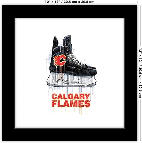 Miniatura 6 de Trends International Gallery Pops NHL Calgary Flames - Arte de pared de patín de goteo, versión enmarcada negra, 12 x 12 pulgadas