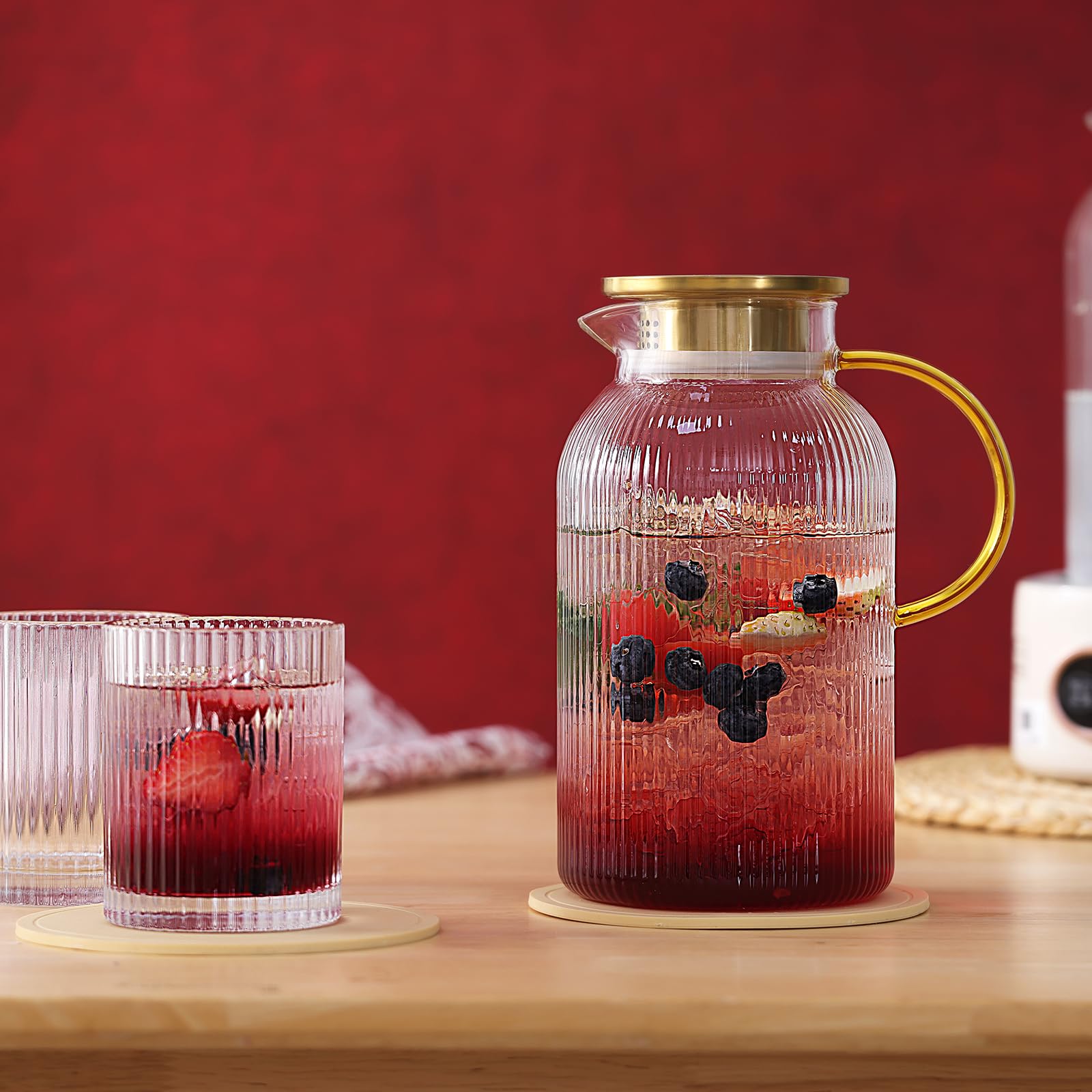 Glass Pitcher Set - 2 Pack Iced Tea & Coffee -8