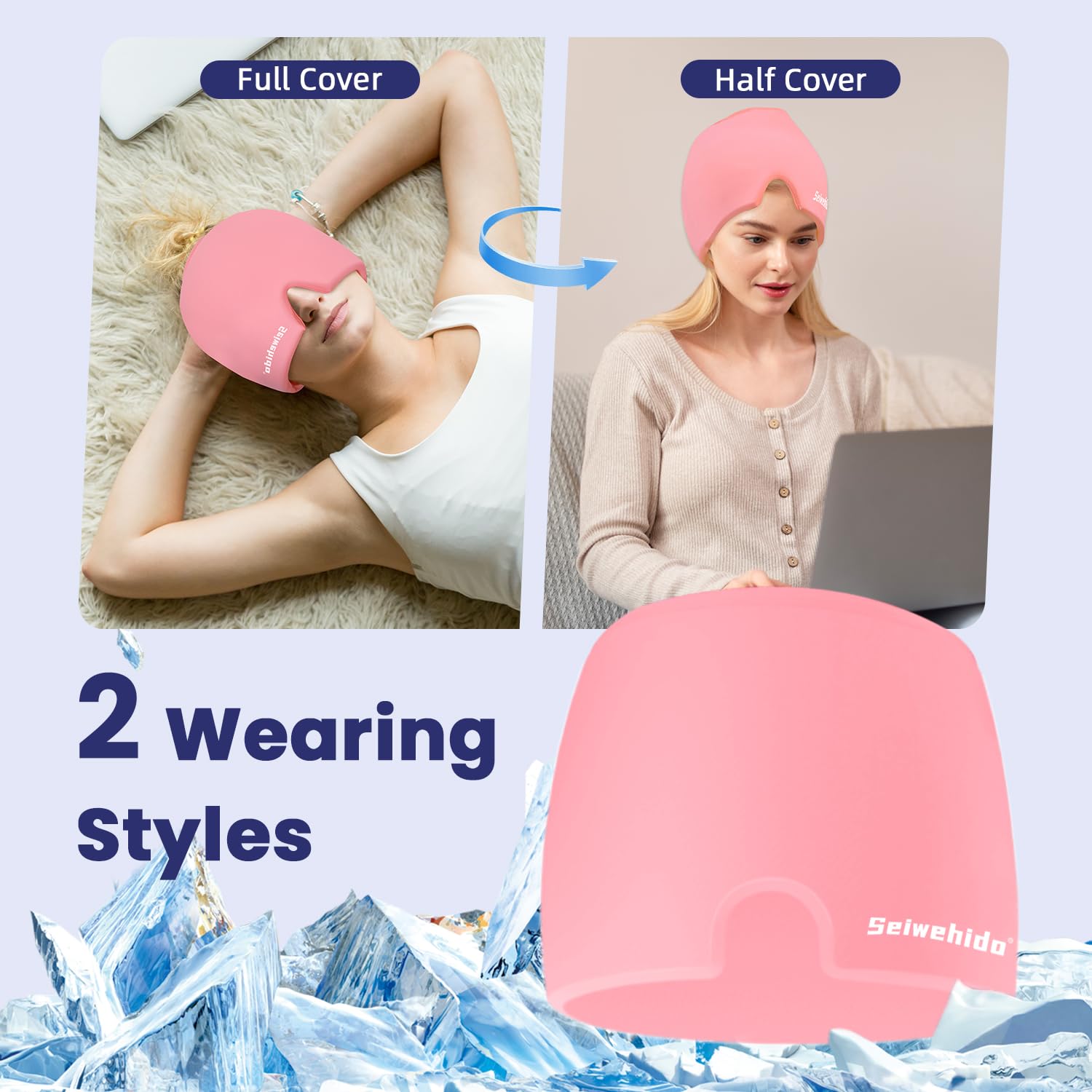 Migraine Headache Relief Cap Head Ice Pack Wrap Cold Cap Hat Gift for Migraines Headache Tension Stress Hangover Cap Ice Beanie Cooling Gel — Amazon image 5