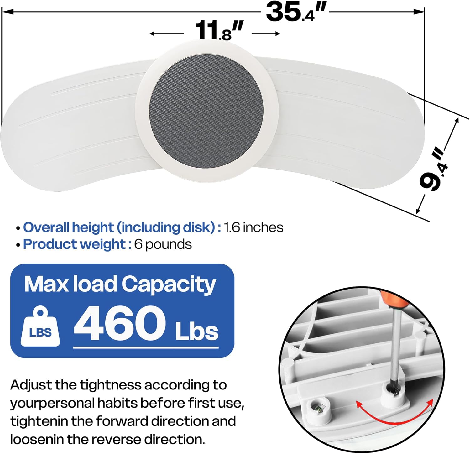 Vie Triomphe 360°Swivel Curved Transfer Board with Turntable, Slide Board for Transferring,Sliding Board Transfer to Wheelchair,Bed,Toilet Car, Non-Slip for Seniors Disabled Patients,460lbs, White