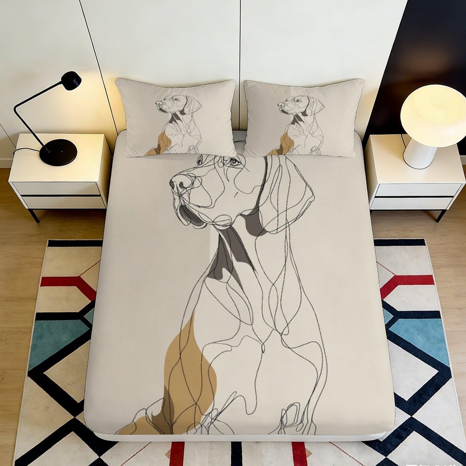 3D Printed Abstract Animal Fitted Sheet Microfiber Deep Pocket Non-Slip Bedding Abstract Animal Mattress Fitted Cover Washable 90x200x25cm