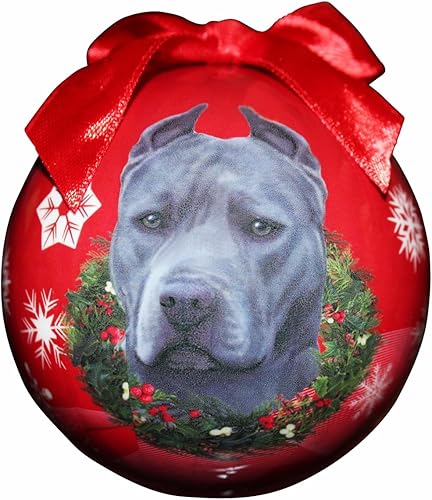 Bola a prueba de roturas "Blue Pit Bull Christmas Ornament"