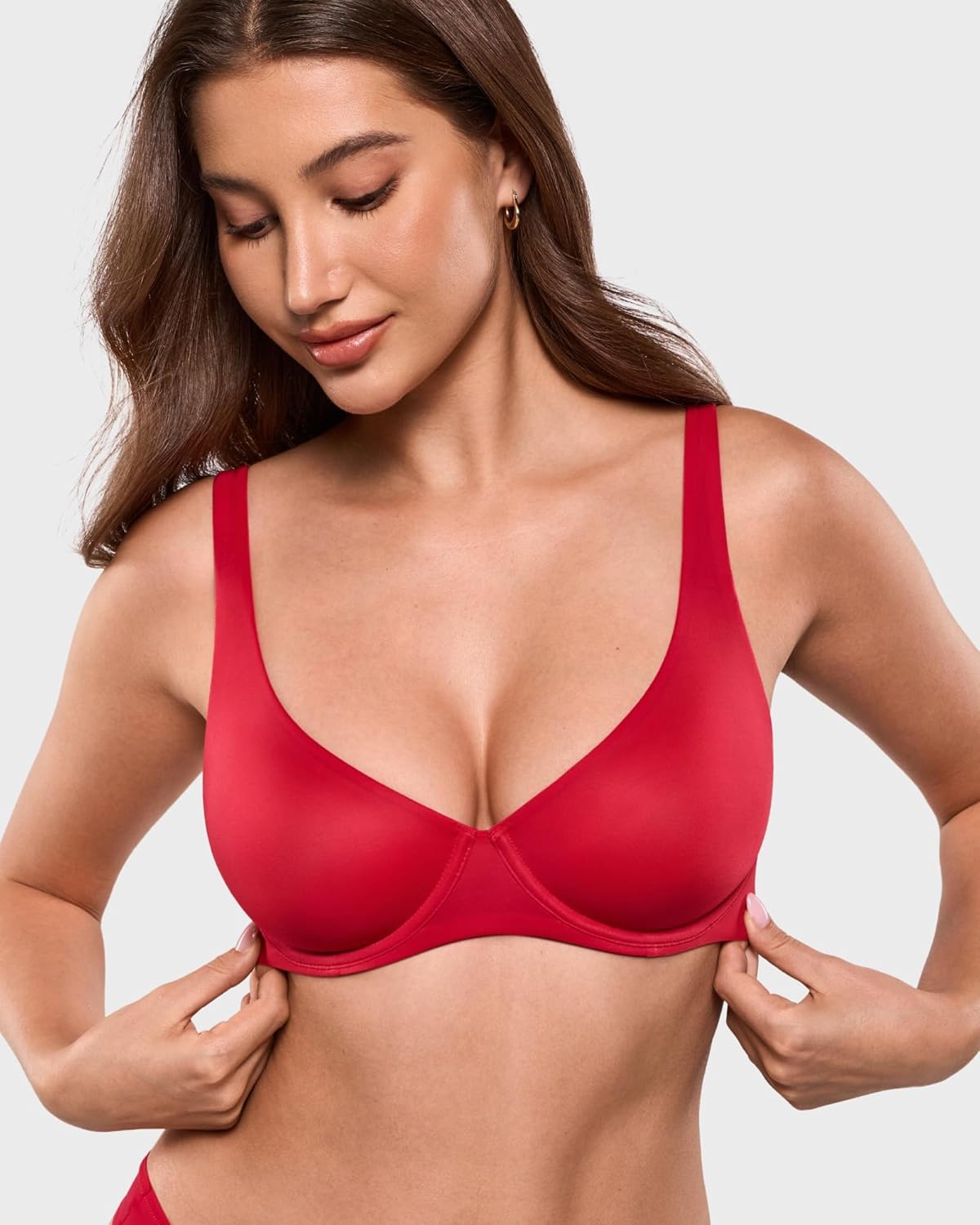 INLYRIC Women's Mesh Balconette Bra Sexy Demi Supportive Comfortable Seamless Underwire Unlined Sheer Bras