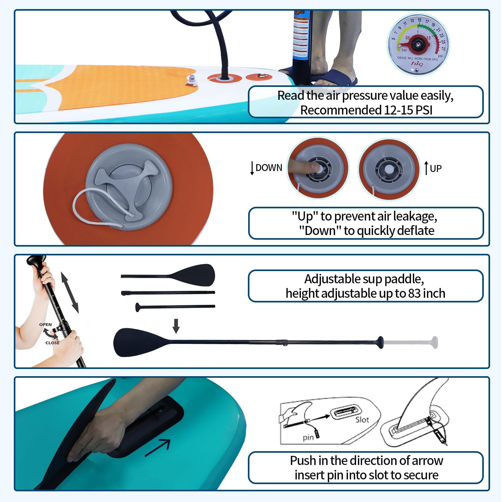 XHYCPY Tablas de Remo inflables de pie Anchas y estables con Accesorios de Tabla de Remo Sup de Primera Calidad para Todos los Niveles de Habilidad con Accesorios ISUP, Aletas, Remo Ajustable, Bomba,