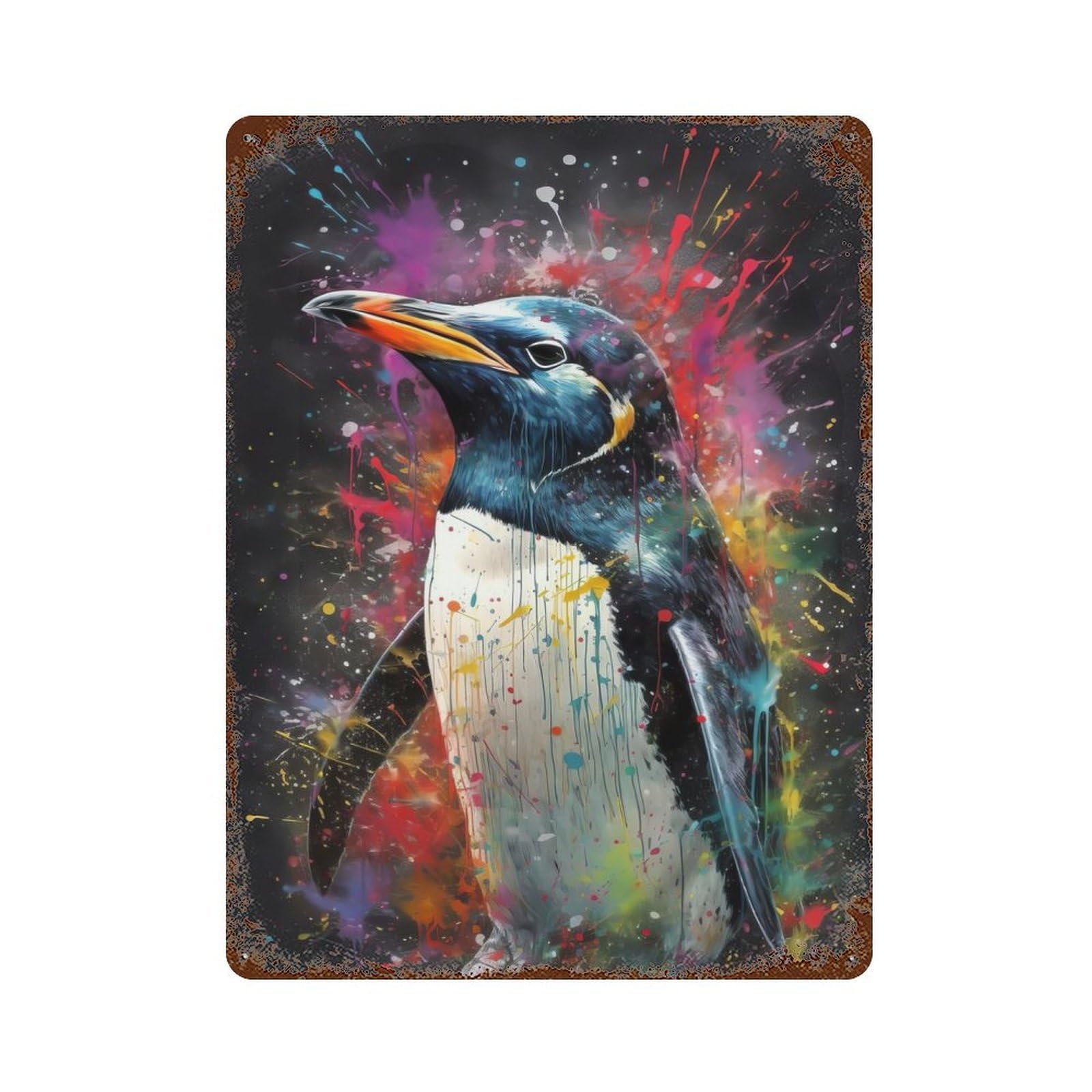 Penguin Painting Retro Metal Sign 15.7"x11.8", for Garage, Bar And Workshop Decor, Shabby Chic Decor