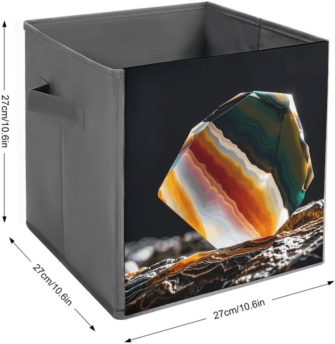 Folding Storage Bins Oxford Fabric Clothes Storage Boxes with Handles | Unique Gemstone Onyx Rocks Cube Organizer, Easy to Store, Multi Functional Cube Storage Organizer for Office Bedroom