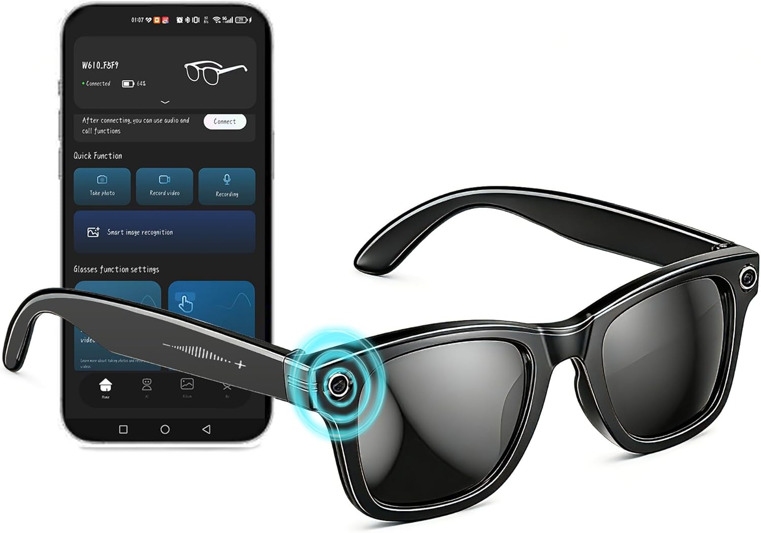 Sensible Glasses with Digital camera, 1200P HD Video Recording UV400 Sun shades for Males, 8MP Stabilized POV Digital camera, Actual-Time Translation, AI GPT-4.0, Bluetooth Open-Ear Headphones, Fingers-Free Calling 32GB
