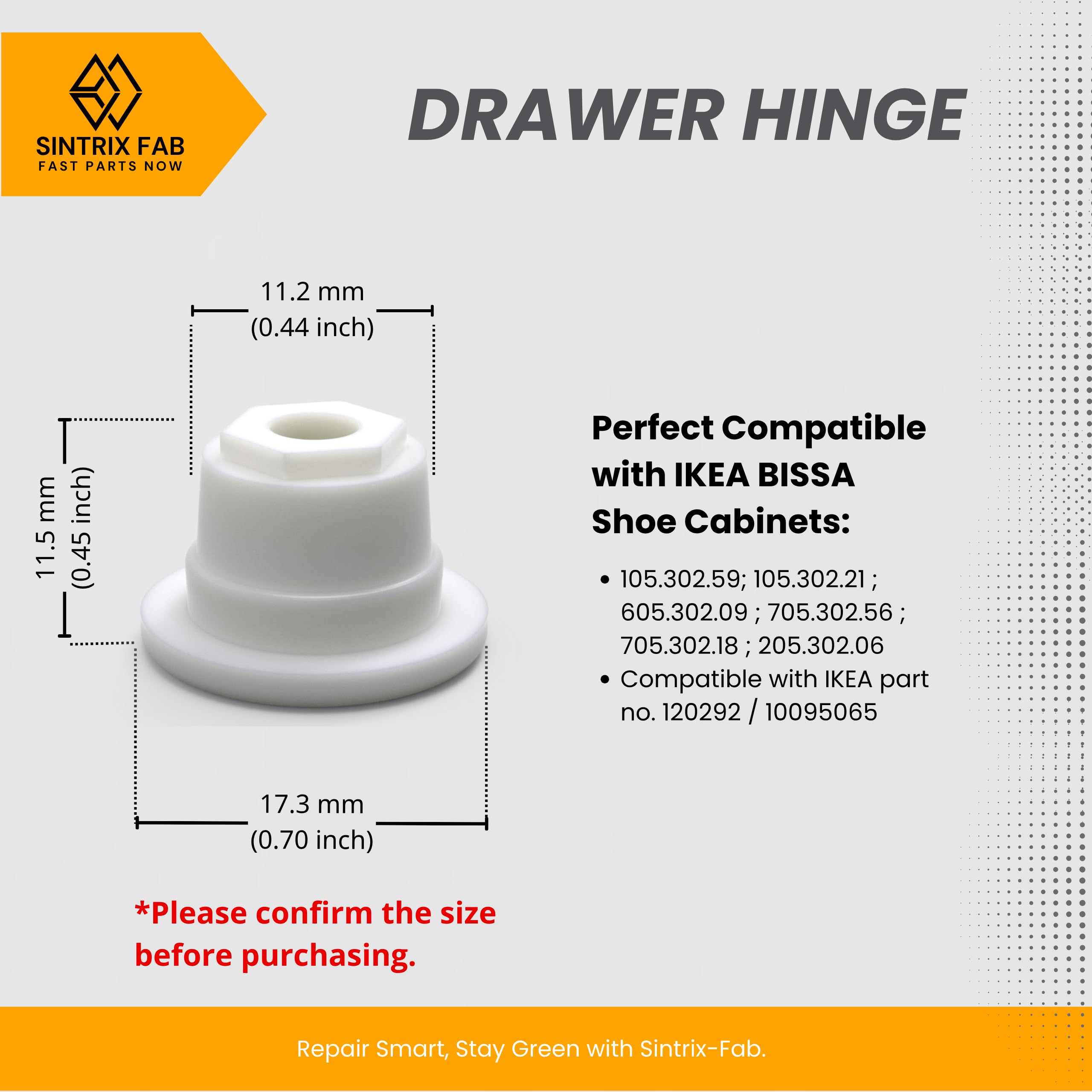 4 x Charnières & Supports de Tiroir Renforcés Compatible avec Type IKEA BISSA, Pièce de rechange pour référence 120292/10095065 (Diamètre du tr: 11,2 mm)
