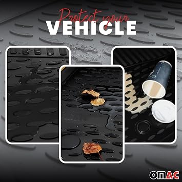 OMAC Floor Mats for Hummer H3/H3T 2006-2010 Car Mats All Weather 3D Custom Fit Rubber Mat Waterproof Odorless TPE Floor Liners Laser Measured Non-Slip (Black)