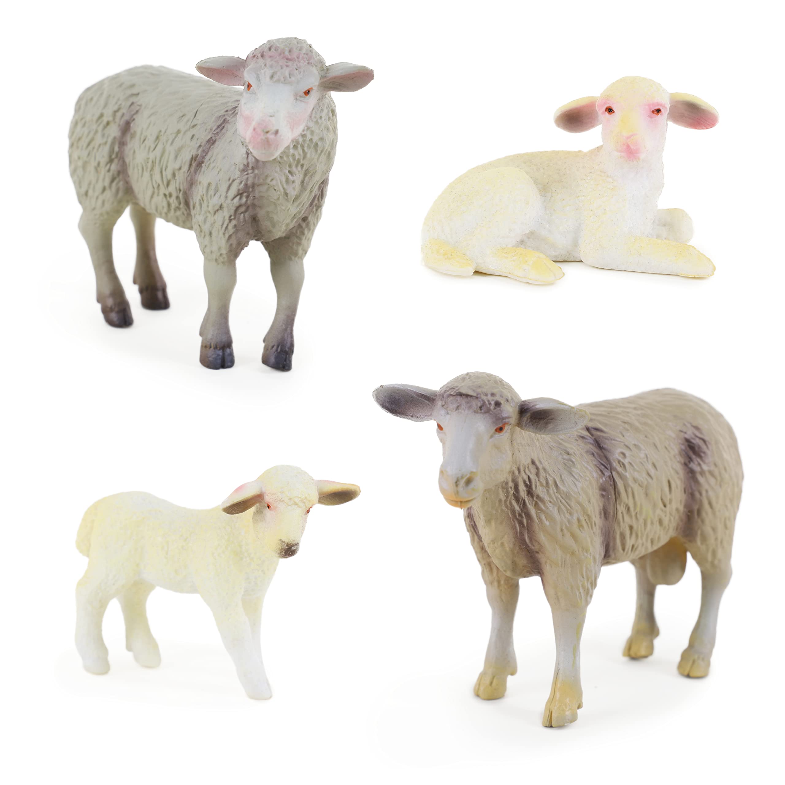 Toyland® Sheep & Lambs Play Set - Pack Of Four Farm Animals - Suitable For Ages 3+.
