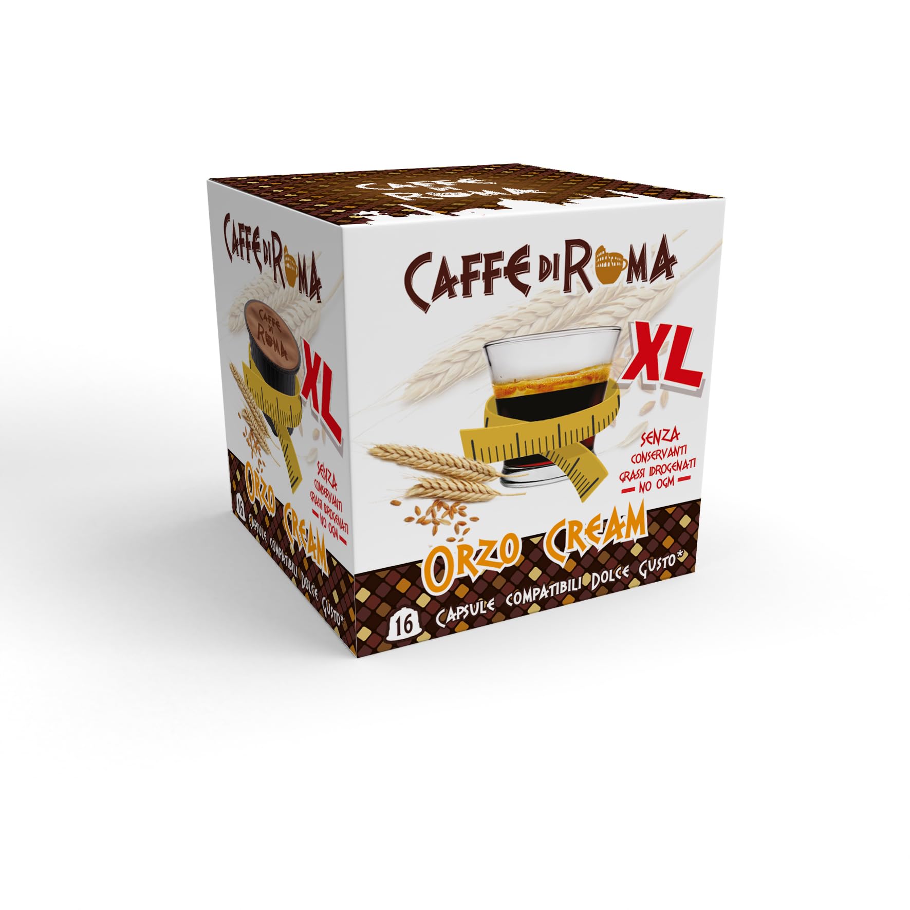 192 Capsule CAFFE DI ROMA ORZO CREAM XL compatibili con Nescafè Dolce Gusto - Più Grammi Più Gusto - Bevande solubili per Macchine Espresso Nescafè Dolce Gusto - 12 Astucci da 16 -