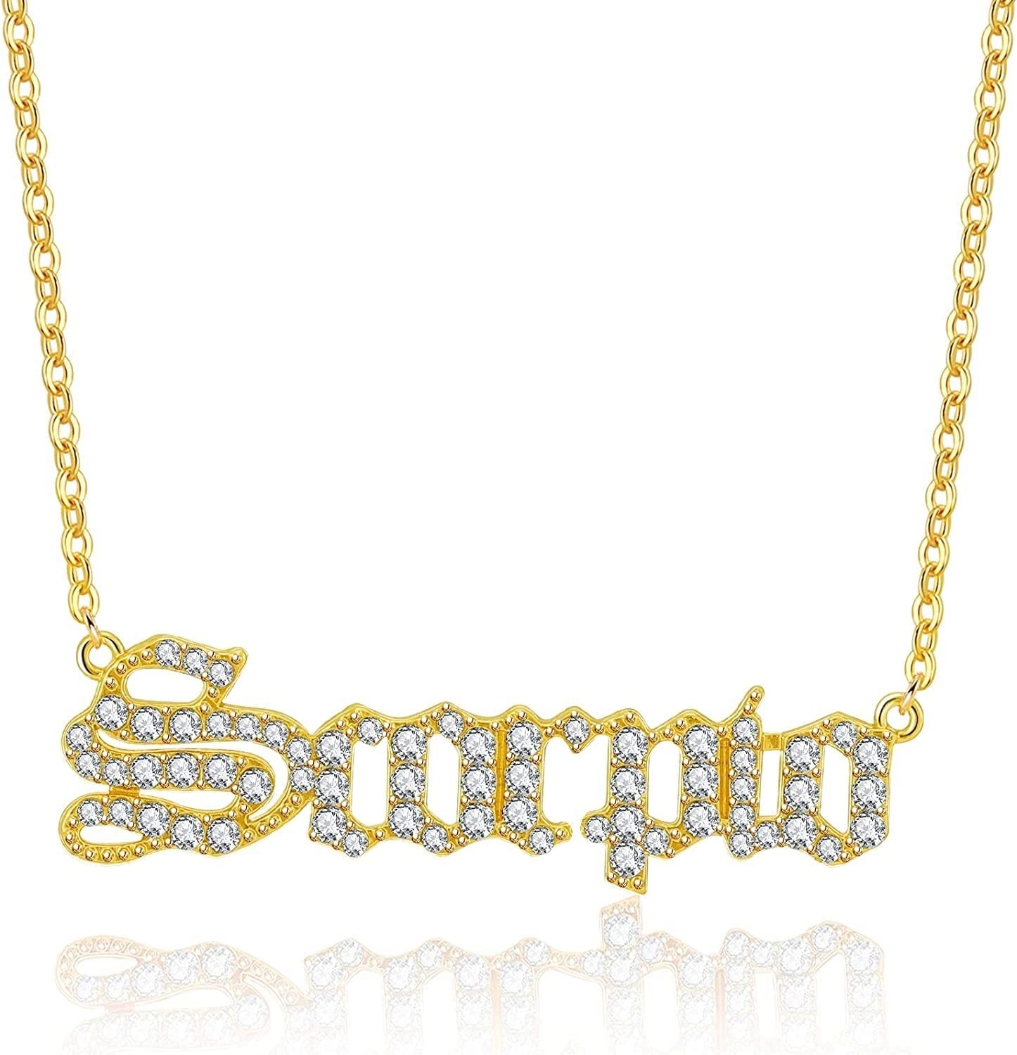 Crystal Zodiac Necklace for Women 18K Gold Plated 12 Constellation Pendant Silver Stainless Steel Jewelry Letter Astrology Sign Charms Personalized