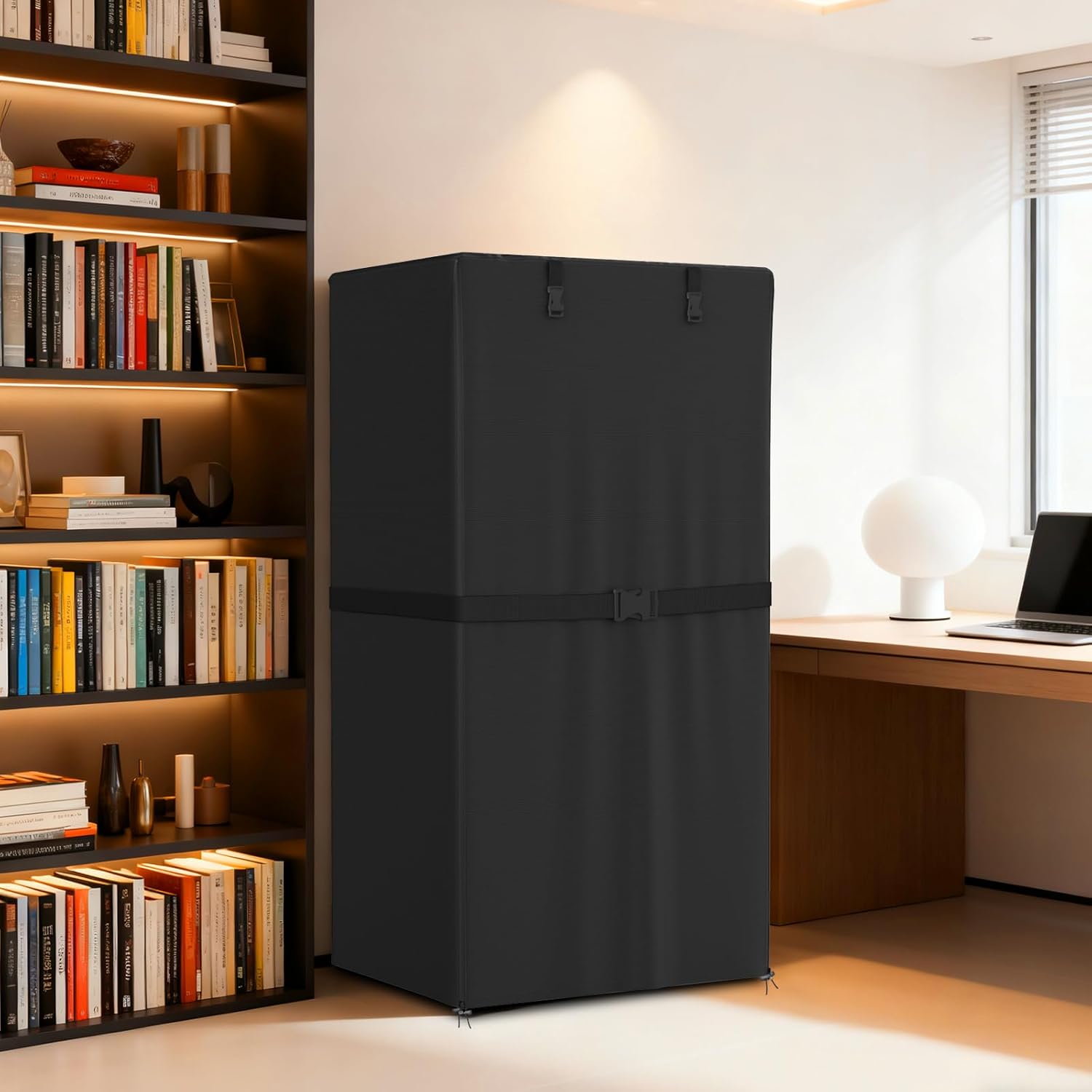 Gun Safe Cover Heavy Duty 600D Oxford Fabric Waterproof Dustproof Gun Cabinet Cover for Large Rifles and Pistols Safe 31”L x 26”W x 60”H Black