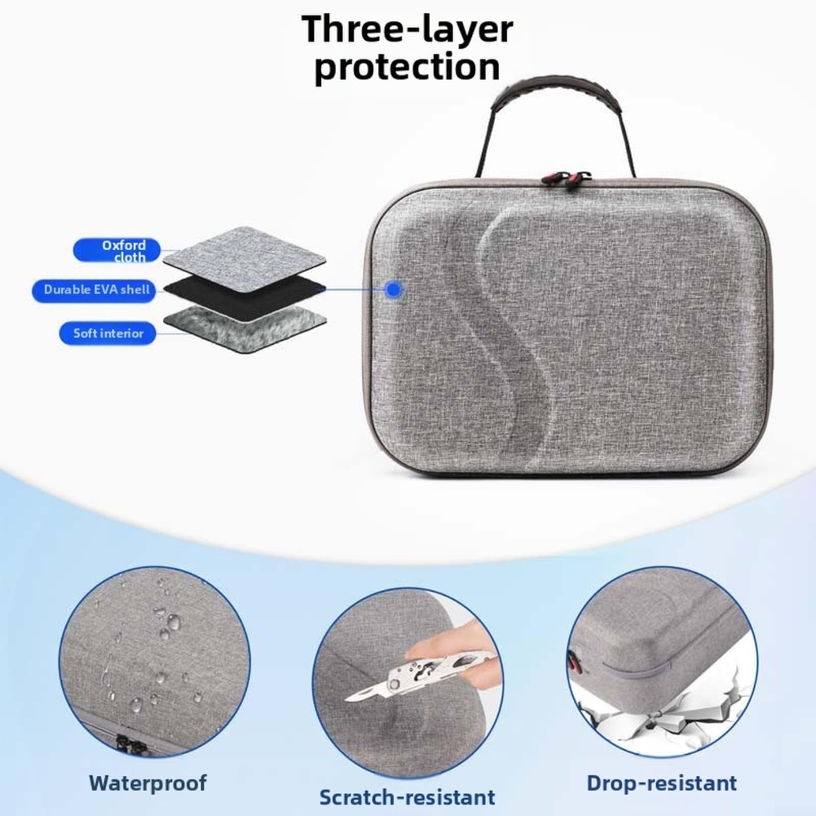 Custodia rigida per Meta 3S, borsa antiurto in EVA con scomparto per accessori per protezione da viaggio, nero grigio (nero)