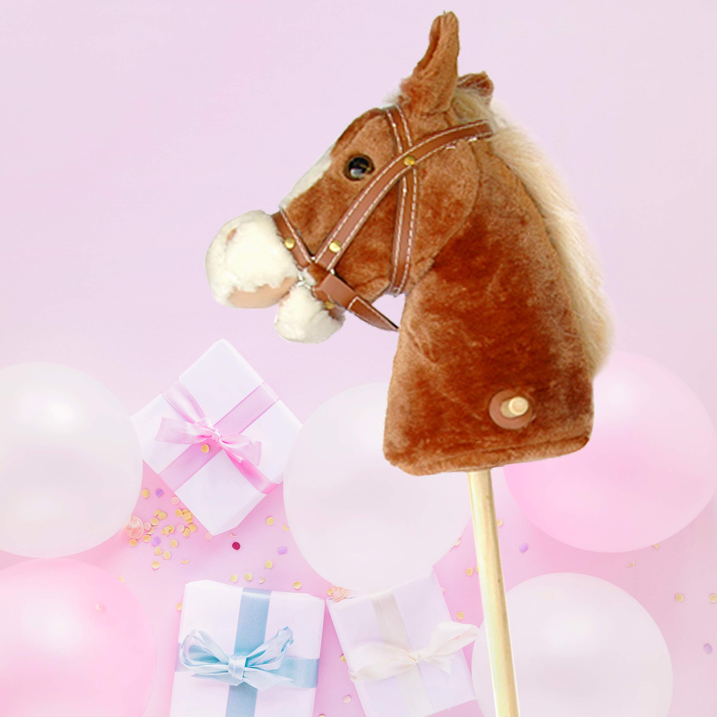 Pink Papaya hobby horse stick horse toy horse with neighing