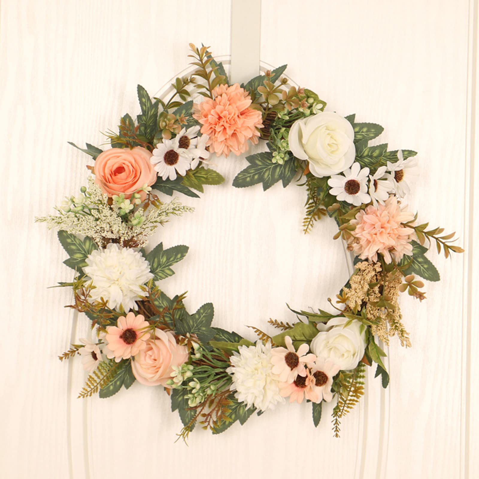 Türkranz, Künstlicher Blumenkranz, Sommer-Türkranz, Floraler Rattan-Türkranz Mit Großer Schleife, Wand-/Veranda-Hängekranz Für Wand, Hochzeit, Festival, Party, Heimdekoration, Ros,Rose Gold