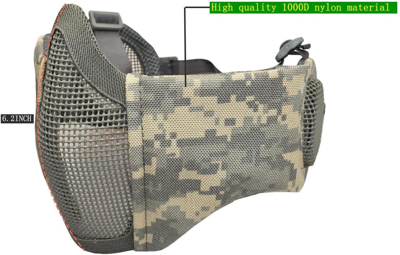 Jadedragon PJ Tactical Fast Helmet & Protect Ear Foldable Double Straps Half Face Mesh Mask & Goggle (ACU) : Sports & Outdoors