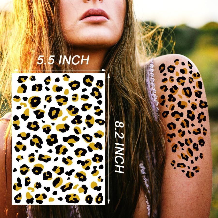 3-Sheets Leopard Print Sticker Sparkle Design for Halloween Dance Cheer Team Spirit