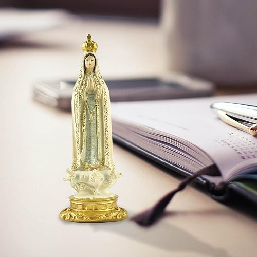 Miniatura 8 de Nuestra Señora de Fátima Católica 7.5 pulgadas de alto, Estatua de Virgen de Fátima, adecuada para decoración de altar, colección o decoración