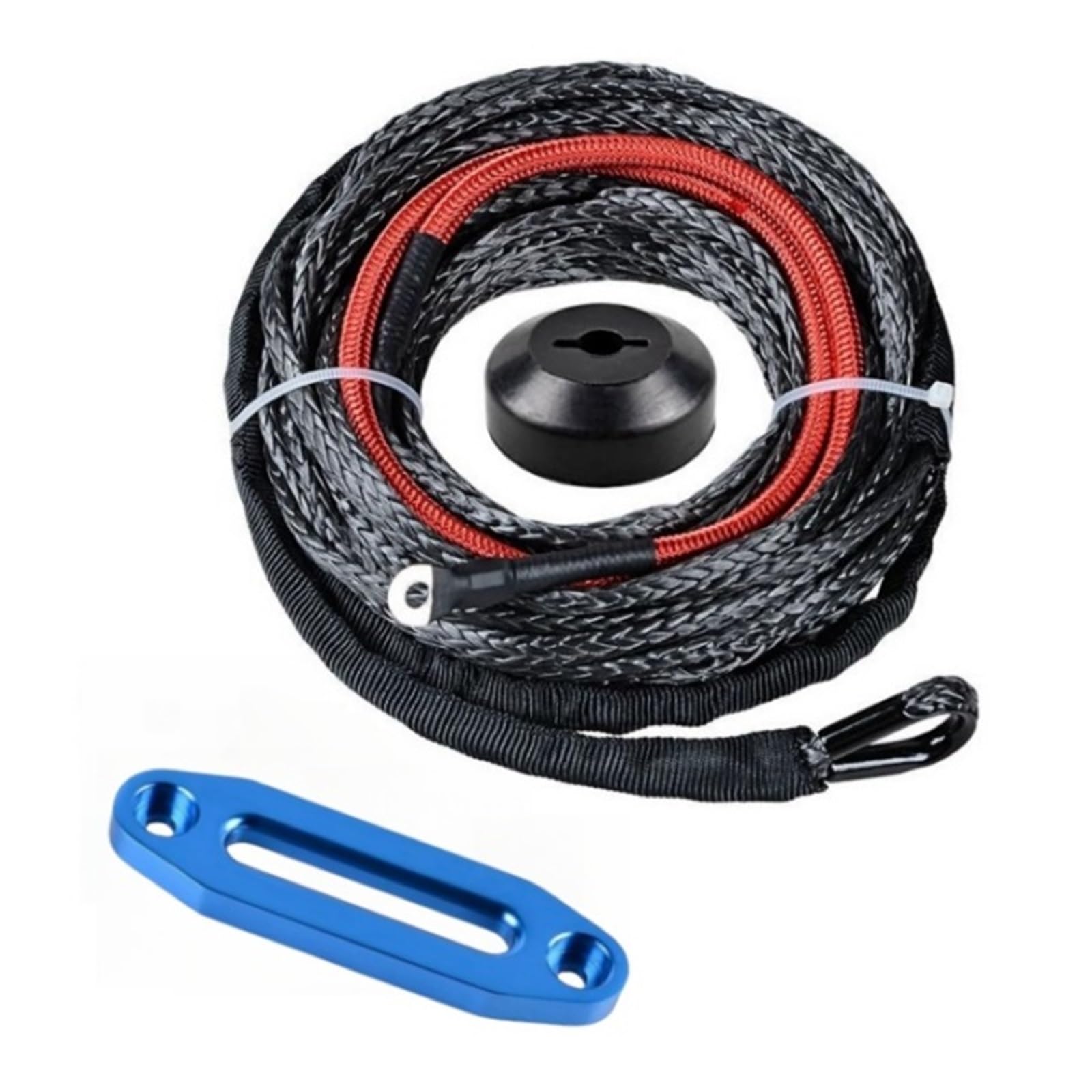 3/16" 50ft Syntetyczna Lina Wyciągarki 5400LBS Z Osłoną Ochronną Heat Guard 6'' Aluminiowa Prowadnica Liny Silna Odporność(Blue)