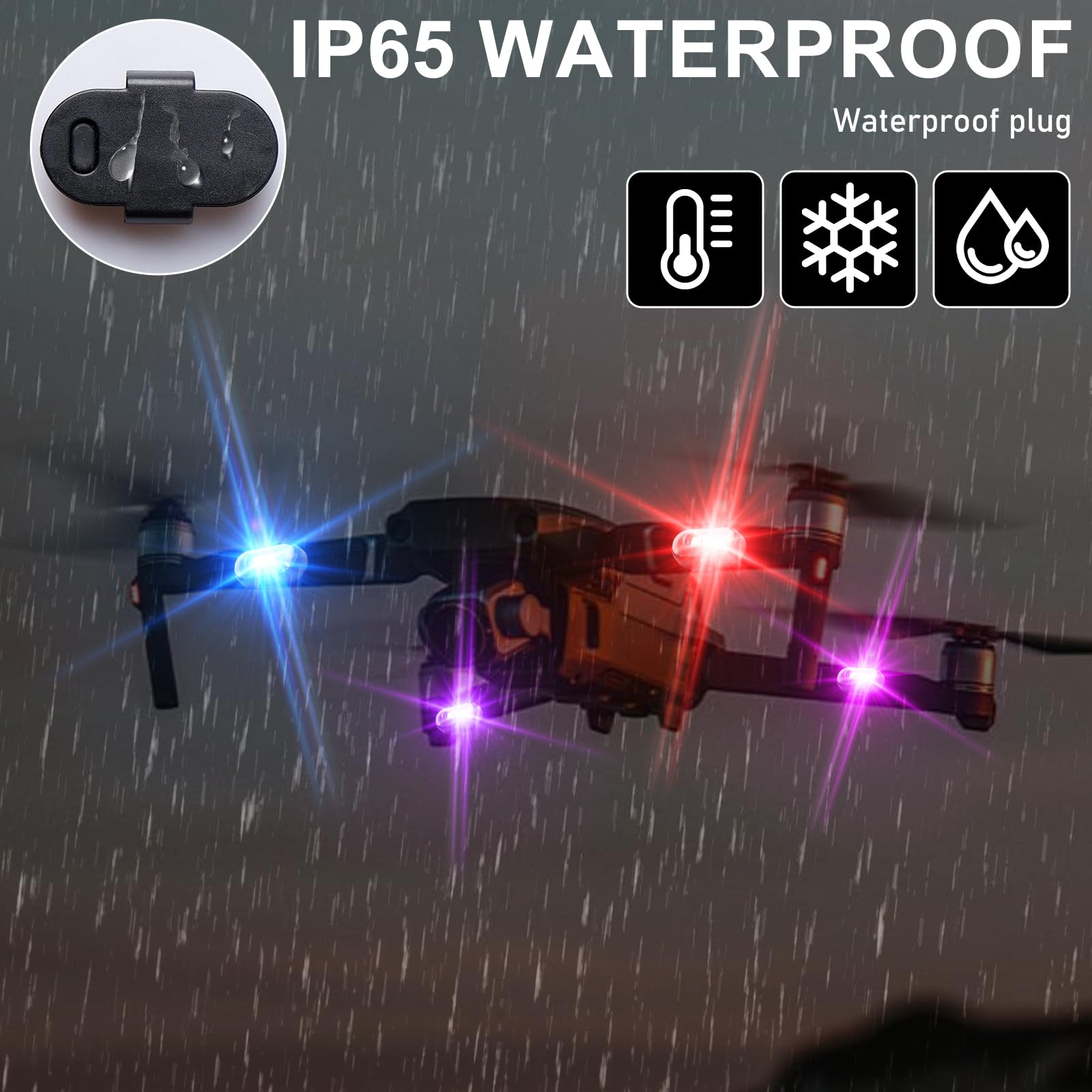 GBKDQQ Lot de 8 lumières LED sans fil pour voiture, éclairage d'ambiance avec charge USB et télécommande, flash LED, 8 couleurs, étanche, anti-collision, pour drone, camion, moto