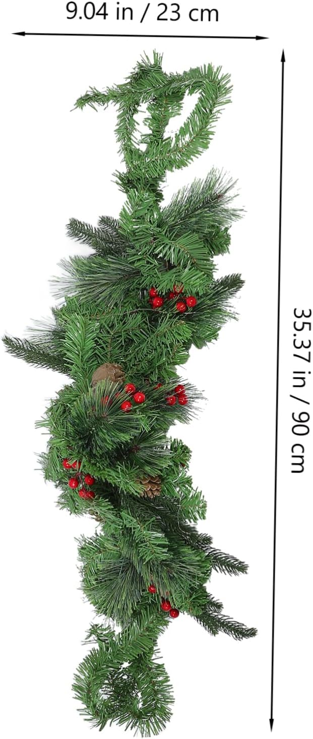VALICLUD LED Luminous Leaf Garland with Lights Festive Artificial Christmas Swag Decoration for Mailbox Door Indoor Outdoor Use Rustic Pine Branch Vines for Welcoming Holiday Atmosphere