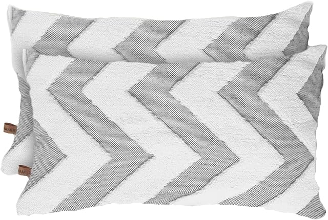 Hamur Home Poszewka Dekoracyjna Boho Na Poduszkę 30x50cm Poszewka Punch Na Zamek Błyskawiczny Do Salonu Na Kanapę Sofę (Line Szary)