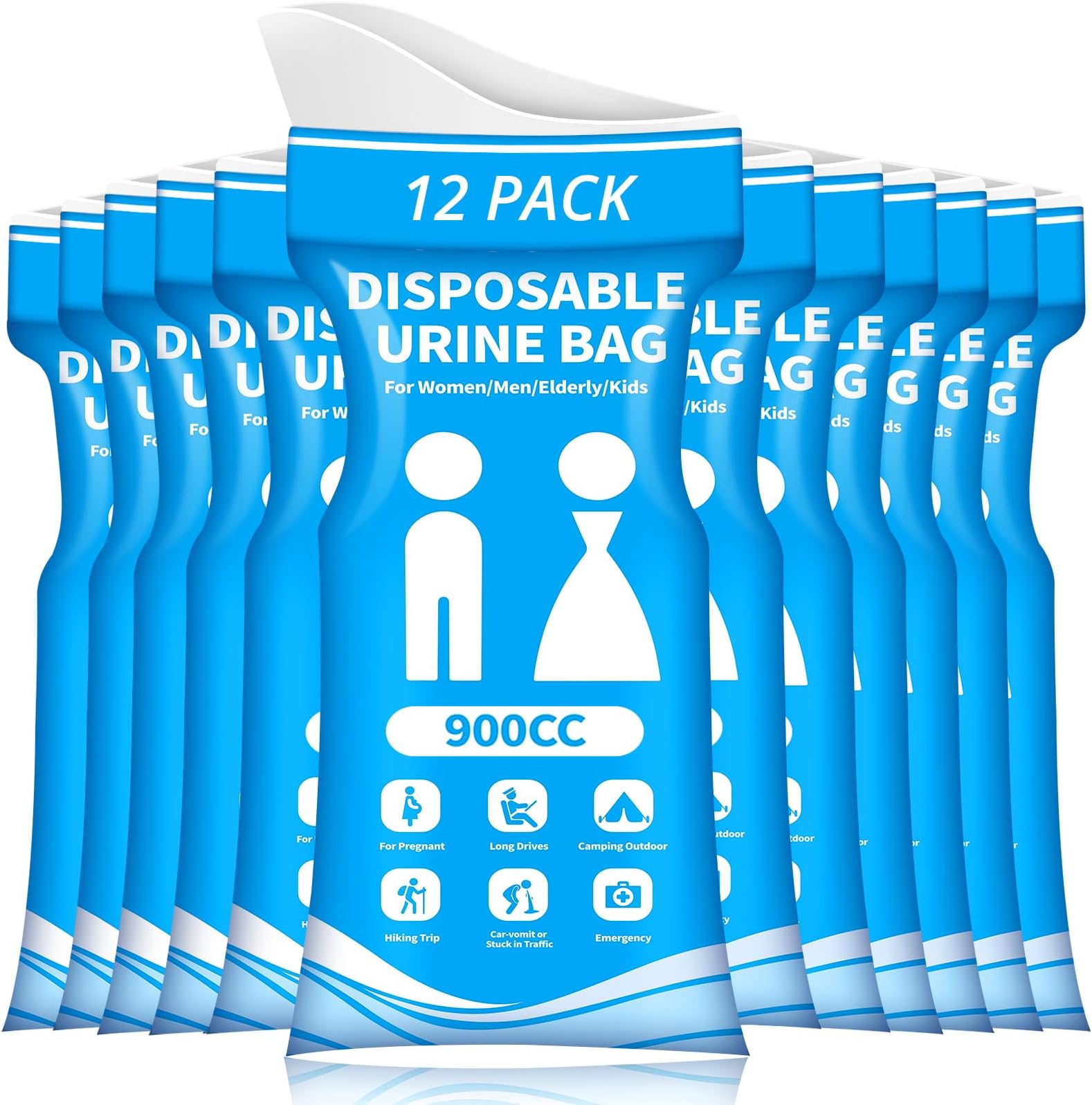 Disposable Urine Bag for Travel - 900ML Portable Pee Bags for Women Men 8/12/20/24/28 PCS Emergency Vomit Bags Urinal Toilet for Car Camping, Road Trip,Traffic Jam, Pregnant, Kid, Patient