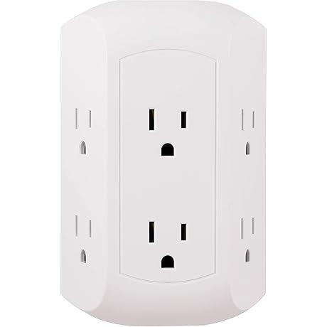 Pro 6-Outlet Wall Tap Power Strip Extender with Side-Access Outlets