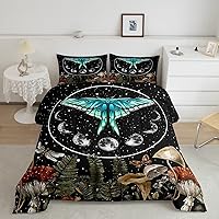 Vista 19 de Erosebridal Juego de ropa de cama con diseño de árbol de la vida, juego de edredón de sol y luna, ropa de cama gótica bohemia tamaño individual, 2