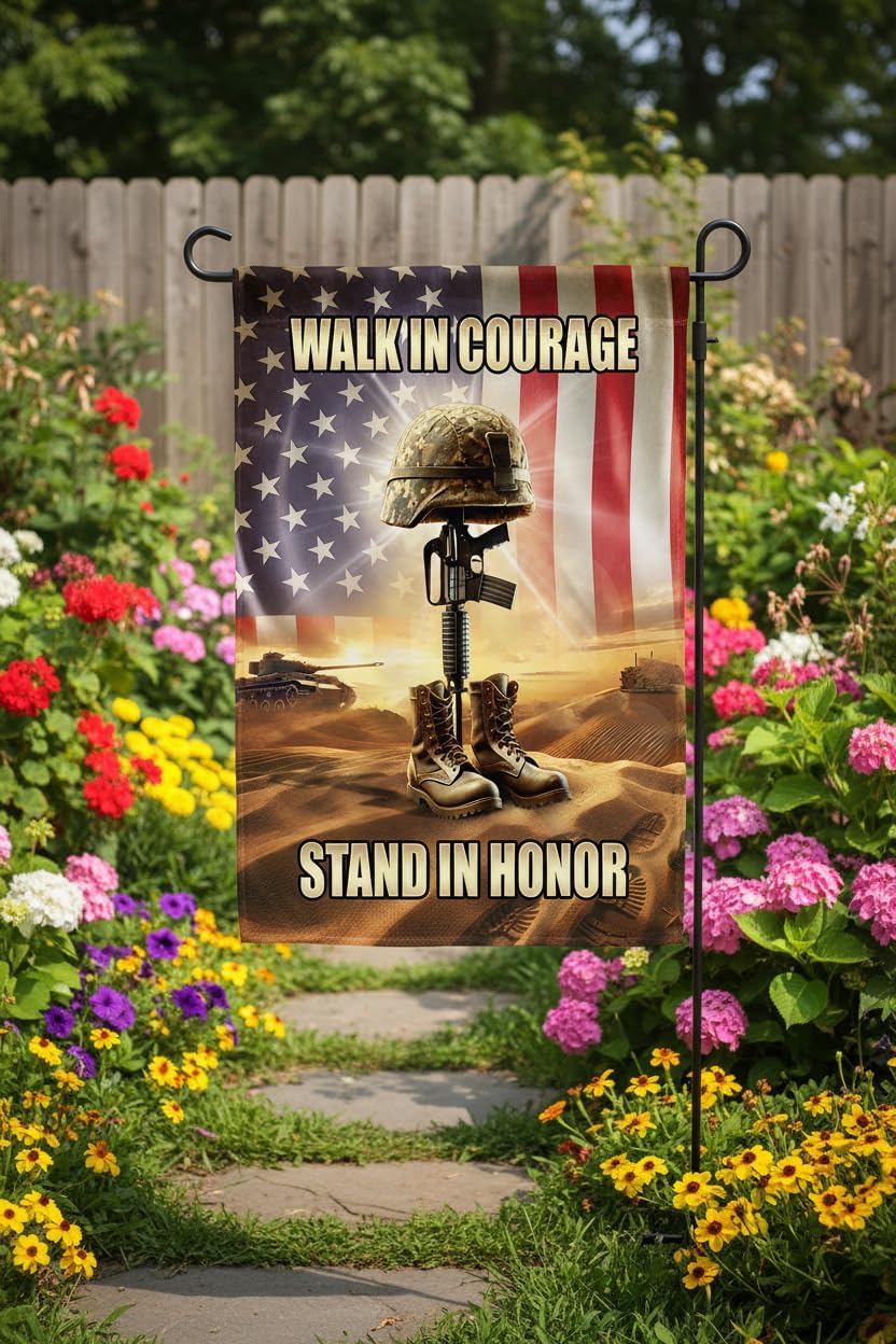 Army Veteran Garden Flag 12x18 In Double-Sided Military Tribute Banner with Fallen Soldier Cross, Durable All-Weather Outdoor Decor for Veterans Day, Patriot Day and Christmas Day - Image 8