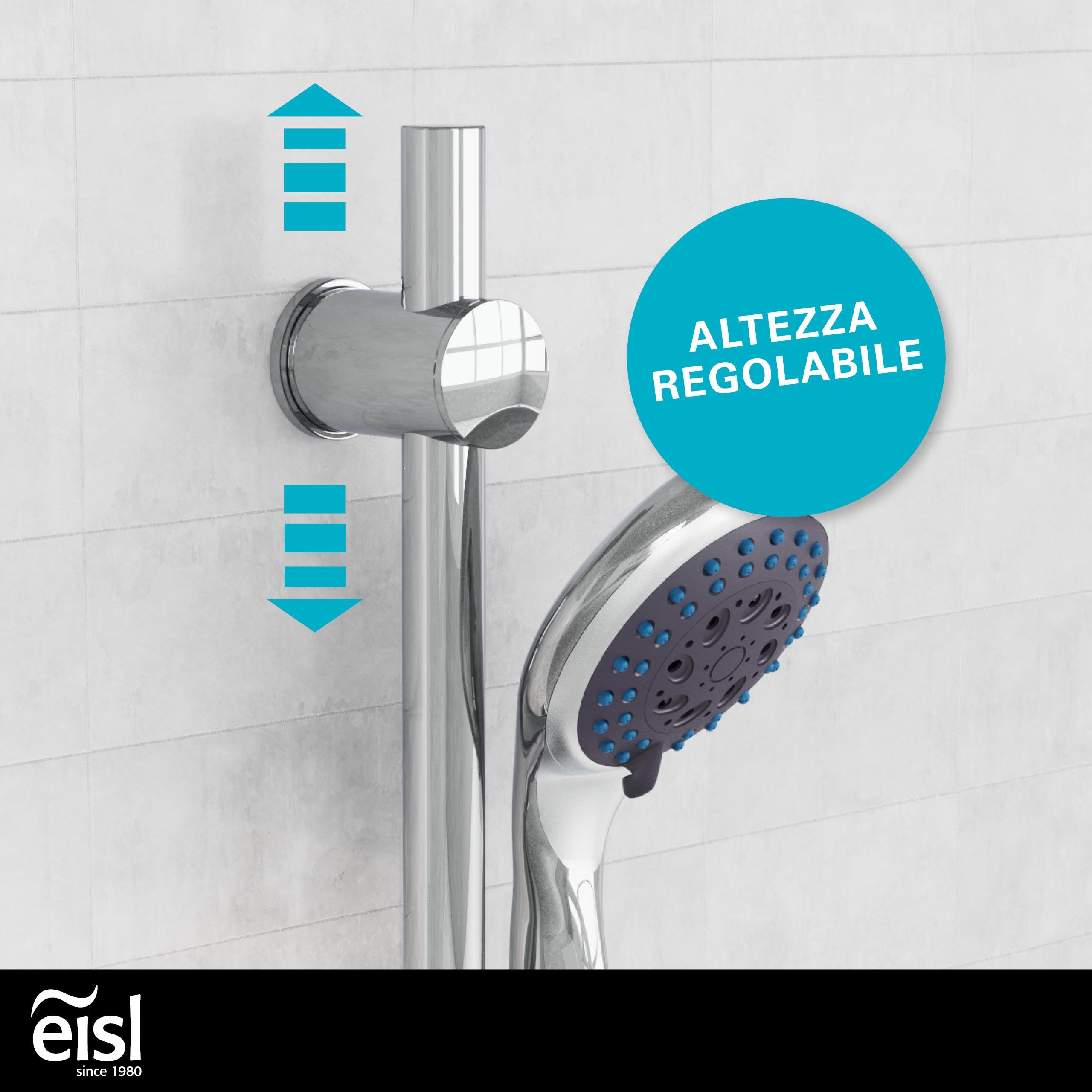 EISL WELLY DX6051CSB - Doccetta con tubo e supporto, inclusa guarnizione per risparmio d'acqua, soffione doccia con tubo, cromato