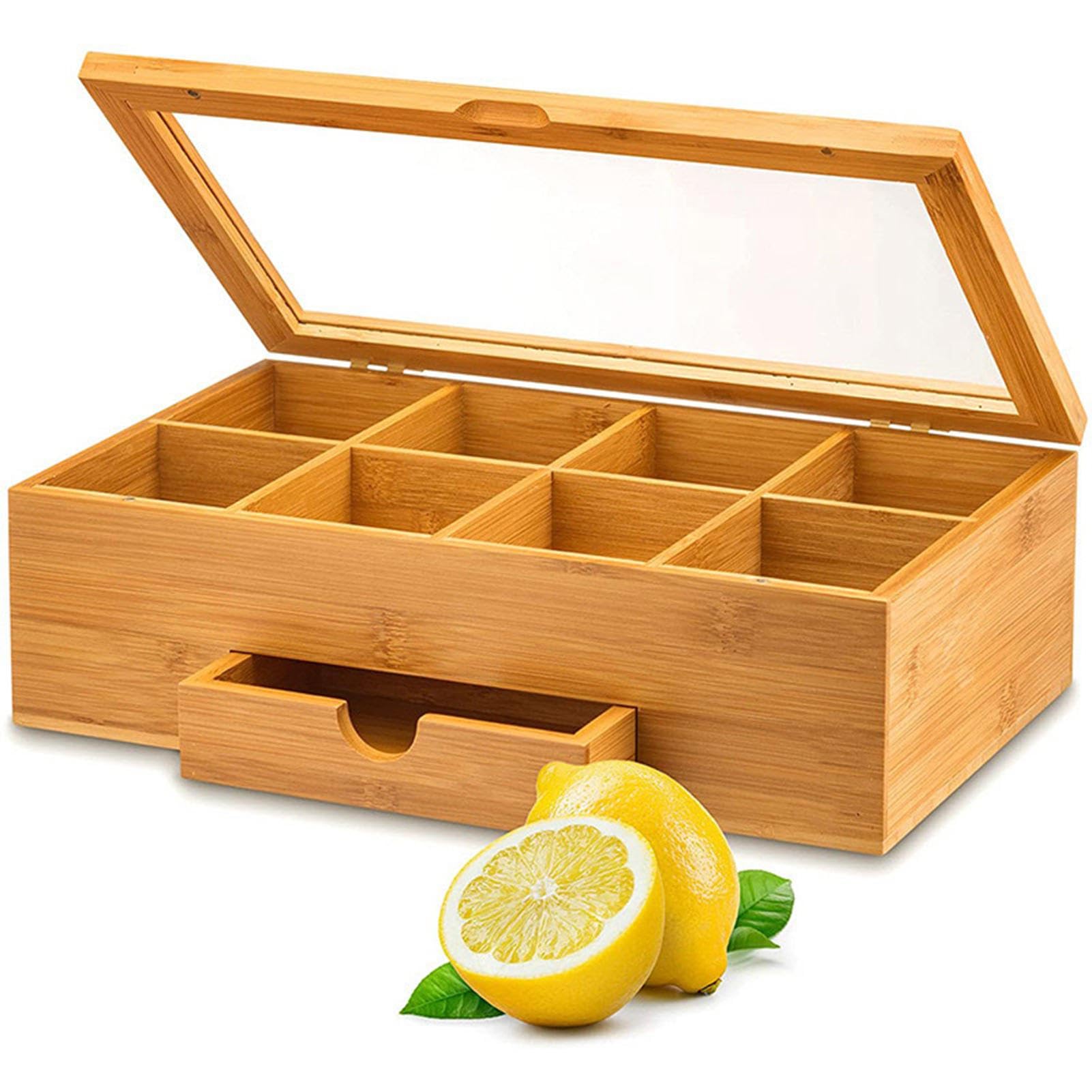 de té de bamb: porta bolsitas de té, contenedor para cajas de té