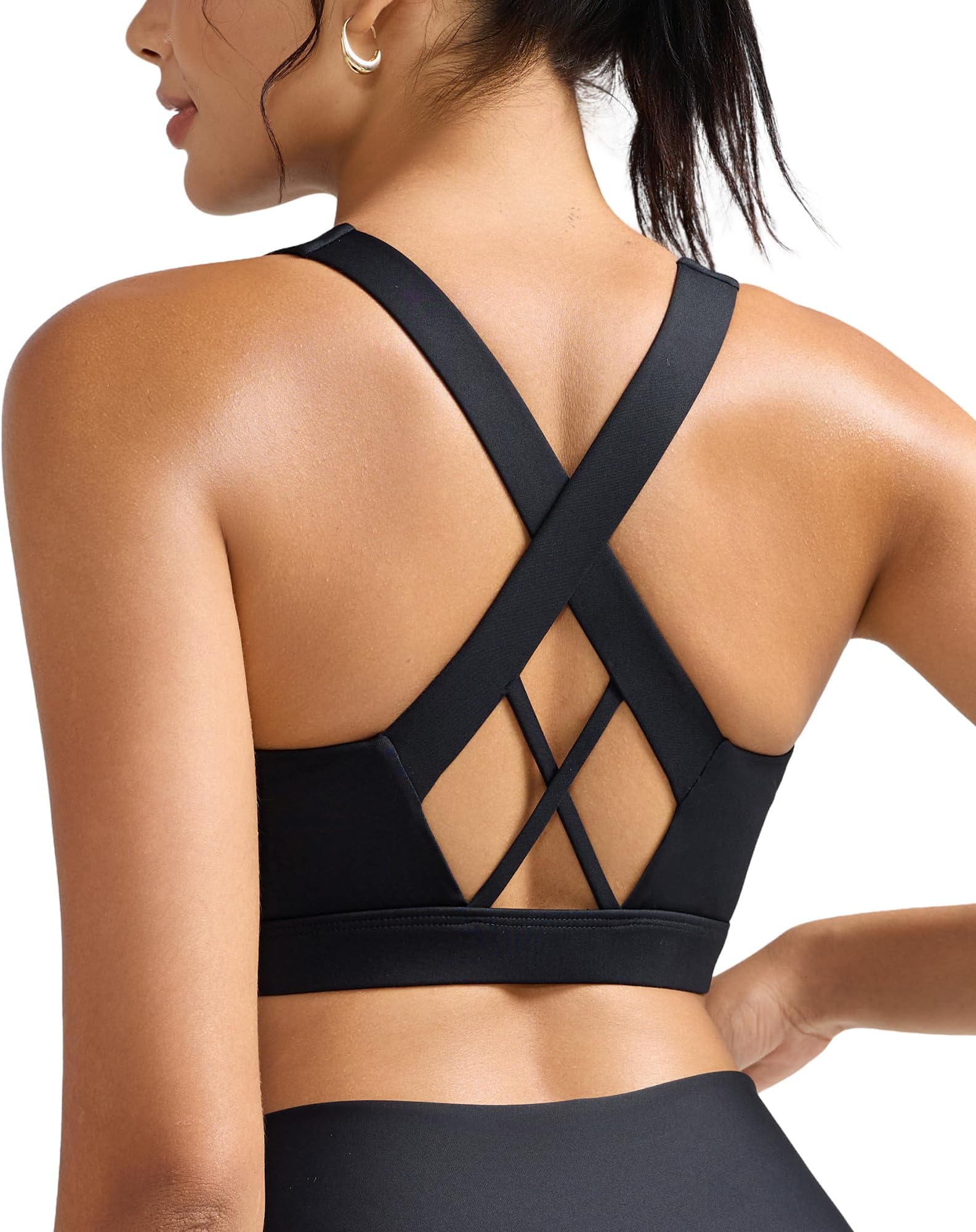 RUNNING GIRL Sports Bra for Women High Support, Criss-Cross Back Running Molded Cup High Impact Sports Bras for Women