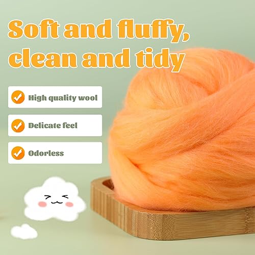 Vista 115 de 3.53 oz lana Roving, suministros de fieltro de lana, lana pura, hilo grueso, hilado de lana giratoria para fieltro de aguja, fieltro húmedo, Blanco