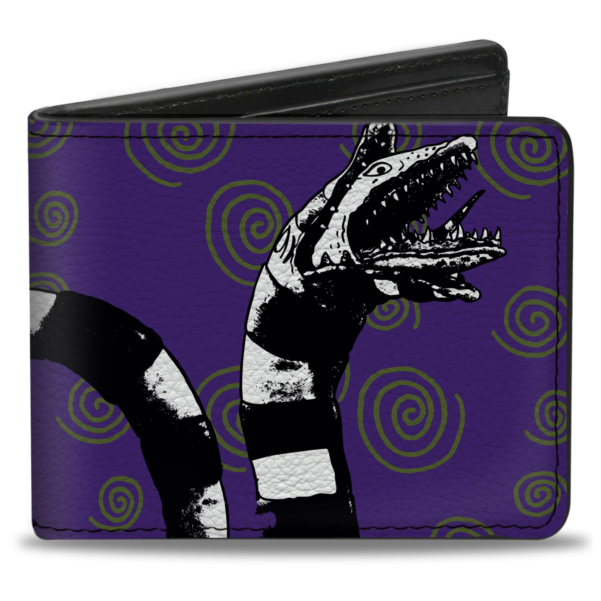Horror Movies Wallet, Bifold, Beetlejuice Sandworm Swirls Logo Purple Green Black White, Vegan Leather