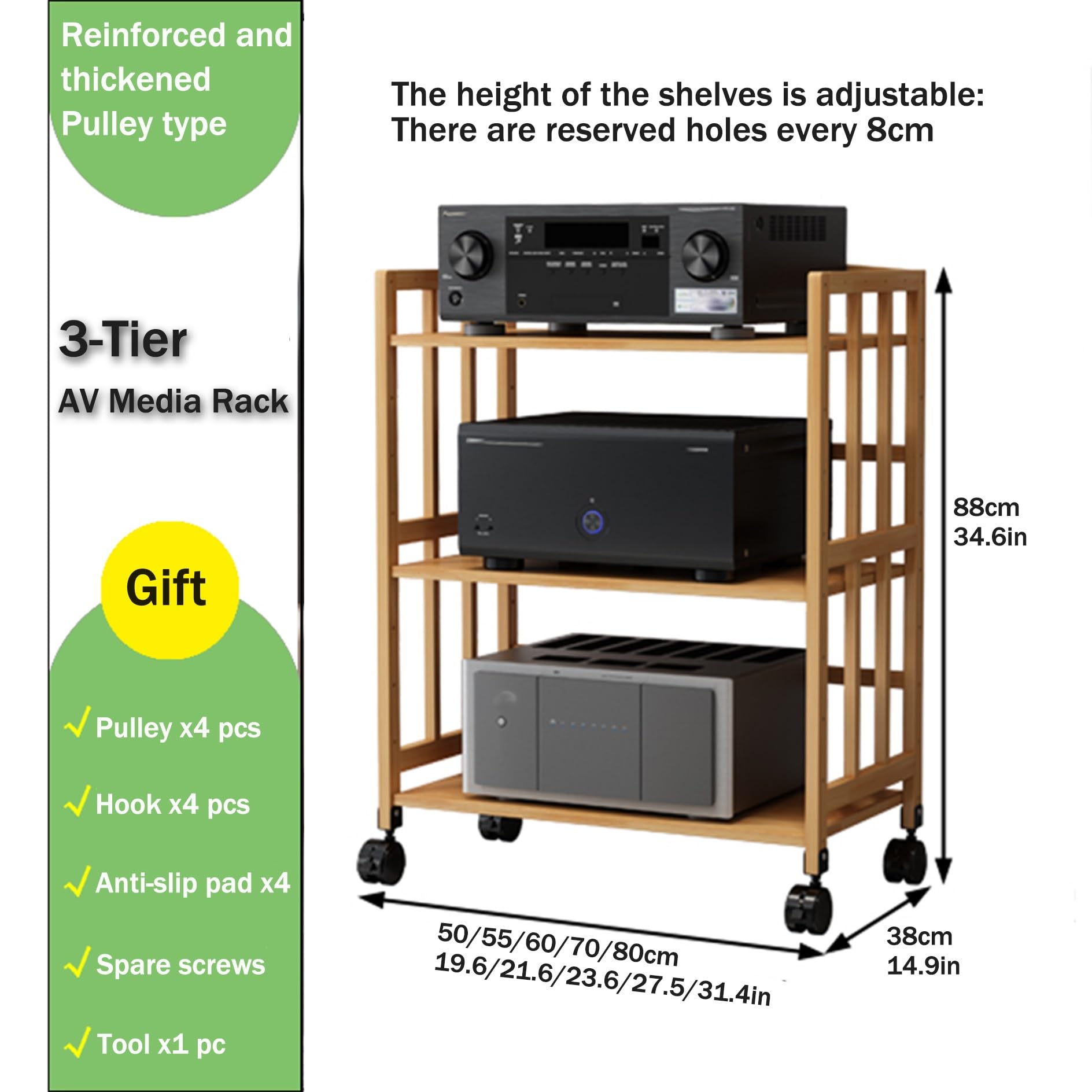 Mobile Porta TV/Video in Legno a 2/3 Ripiani - Scaffale Versatile per TV, Dvd, Console di Gioco, decoder e Router - Angolo per riporre CD, Giradischi e Accessori per Videogiochi