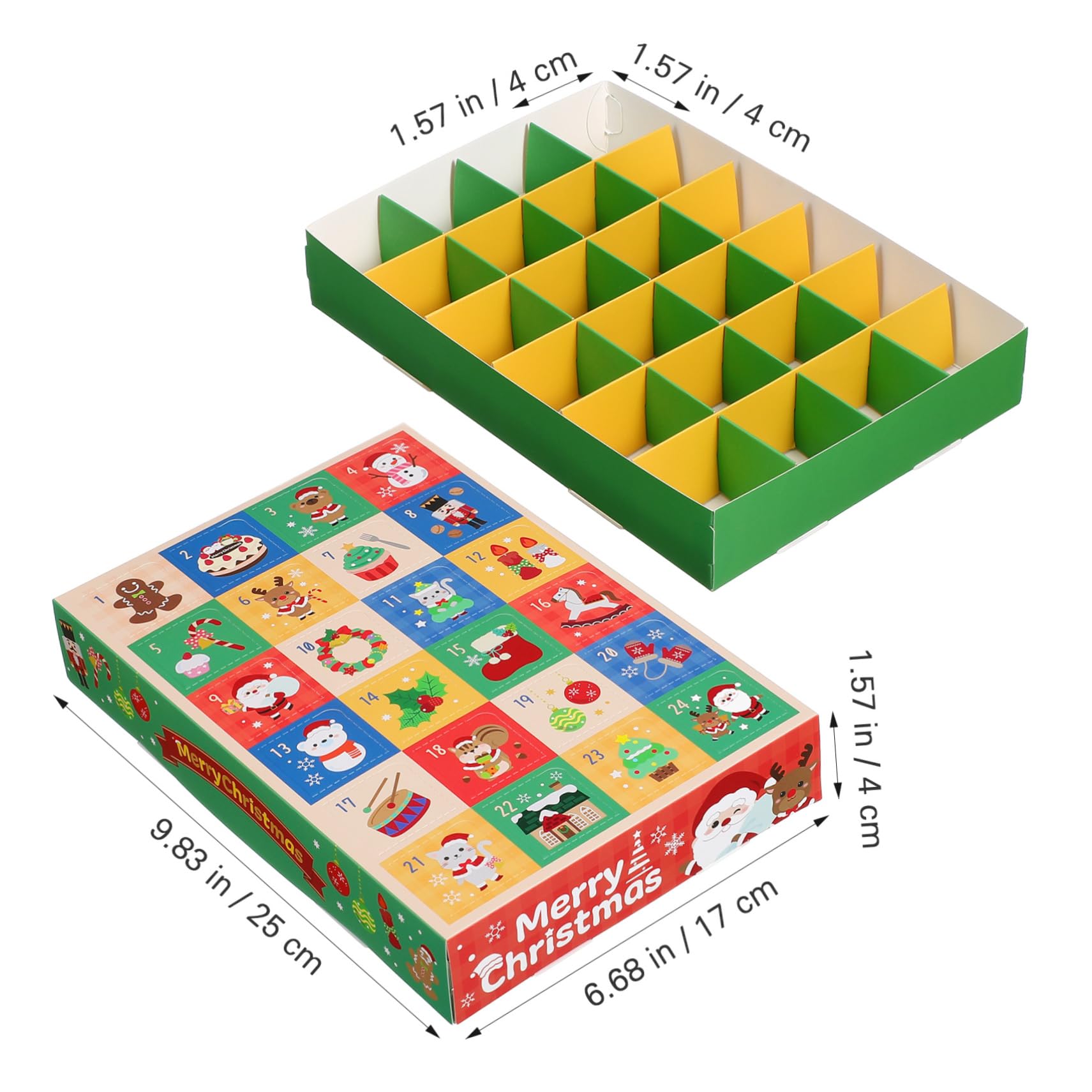 UKCOCO 5 Pezzi Scatole Avvento in Carta per Regali di Natale Dessert Dolcetti e Bomboniere Scomparti per Imballaggio e Fai da Te Contenitori Natalizi per Dolci e Piccole Torte